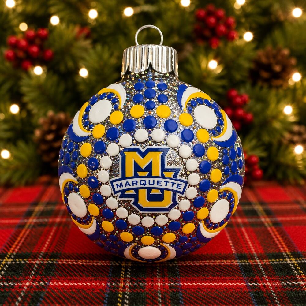 Hand-Painted Marquette University Christmas Ornament – Custom Orders Available
